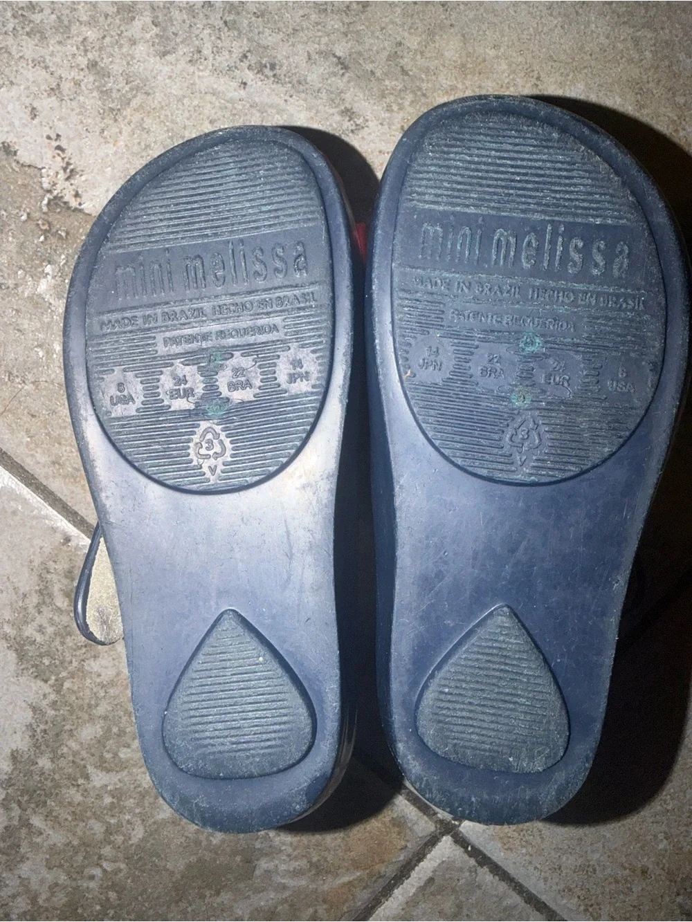 Mini Melissa Navy Blue Mary Jane Shoes with Pink Bow